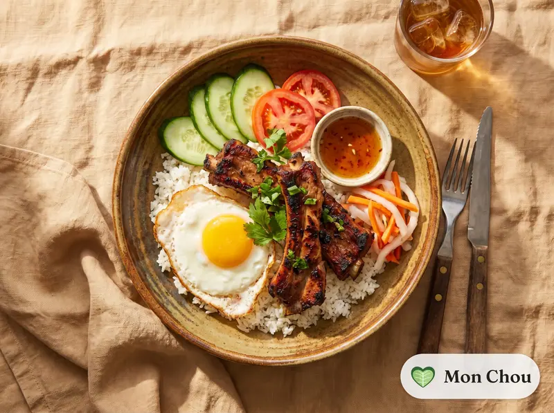 Cơm tấm au porc grillé et œuf
