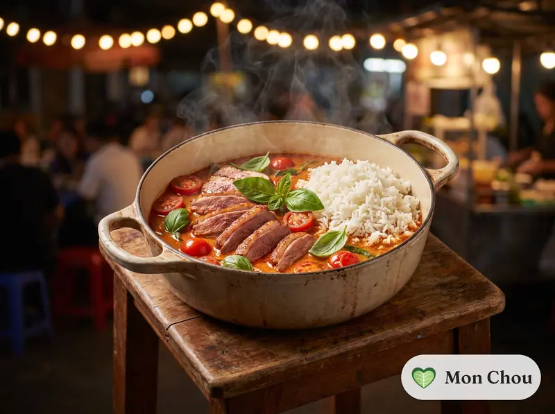 Curry rouge au canard et riz