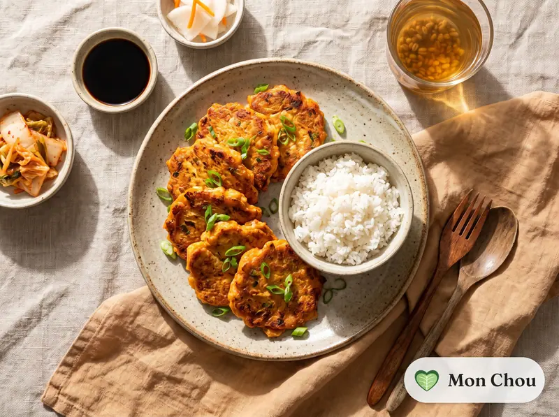 Galettes de tofu coréennes et riz