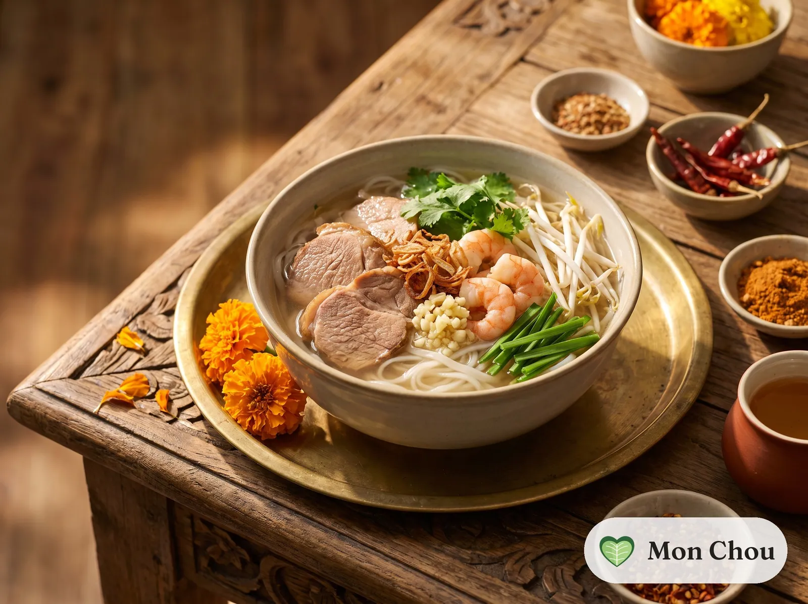 Hủ tiếu mit Schweinefleisch und Garnelen