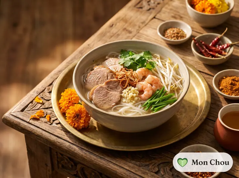 Hủ tiếu au porc et crevettes