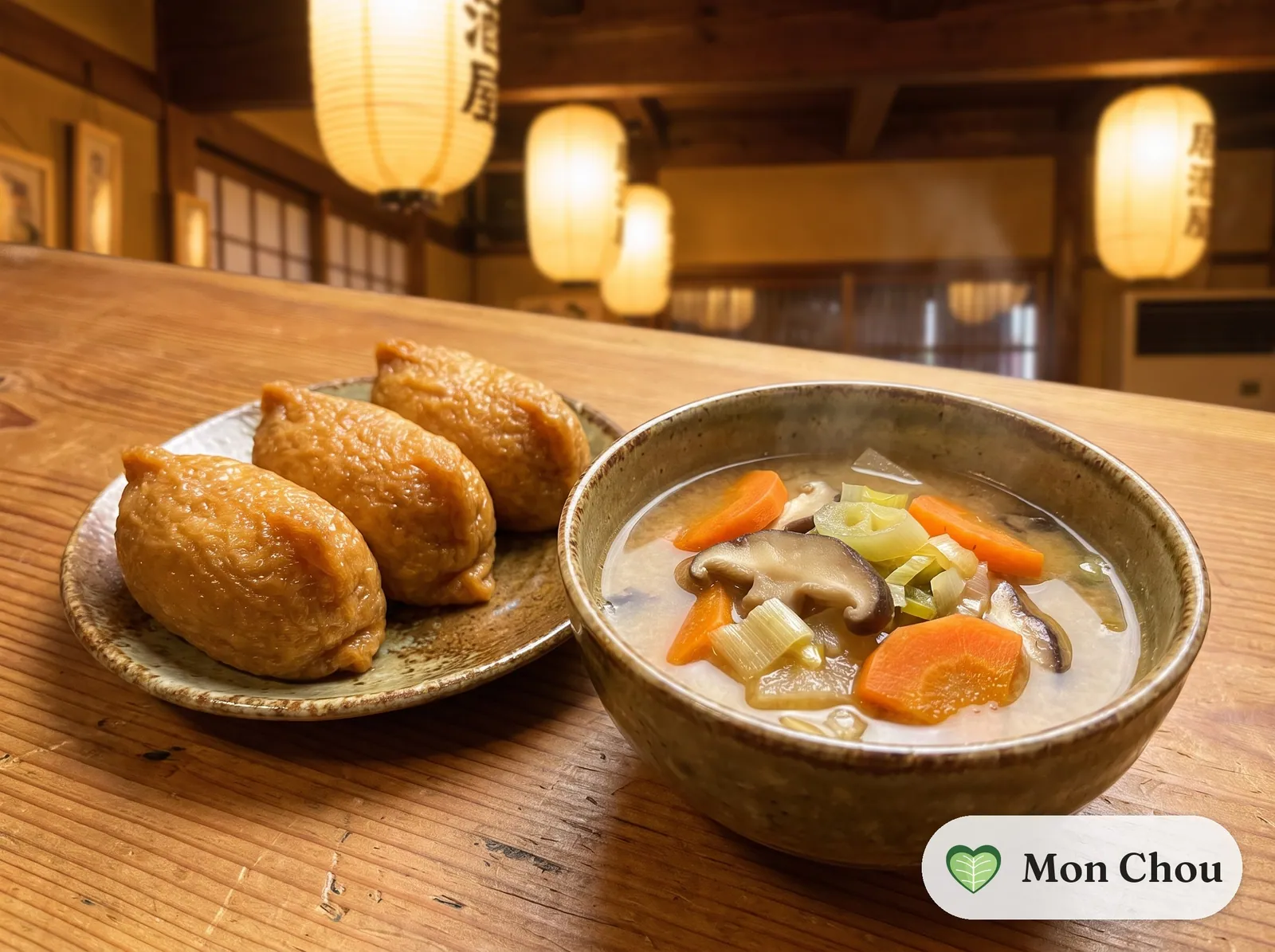 Inari sushi et soupe de légumes