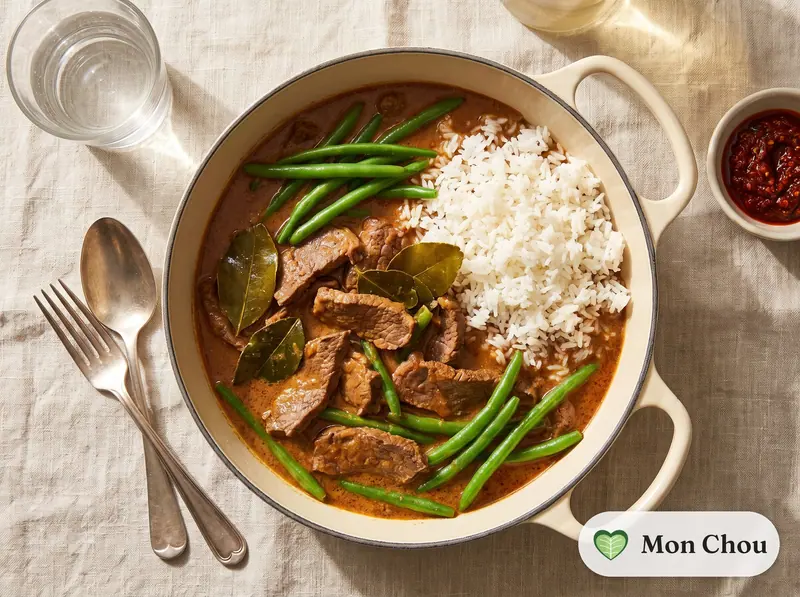 Panang de bœuf et riz