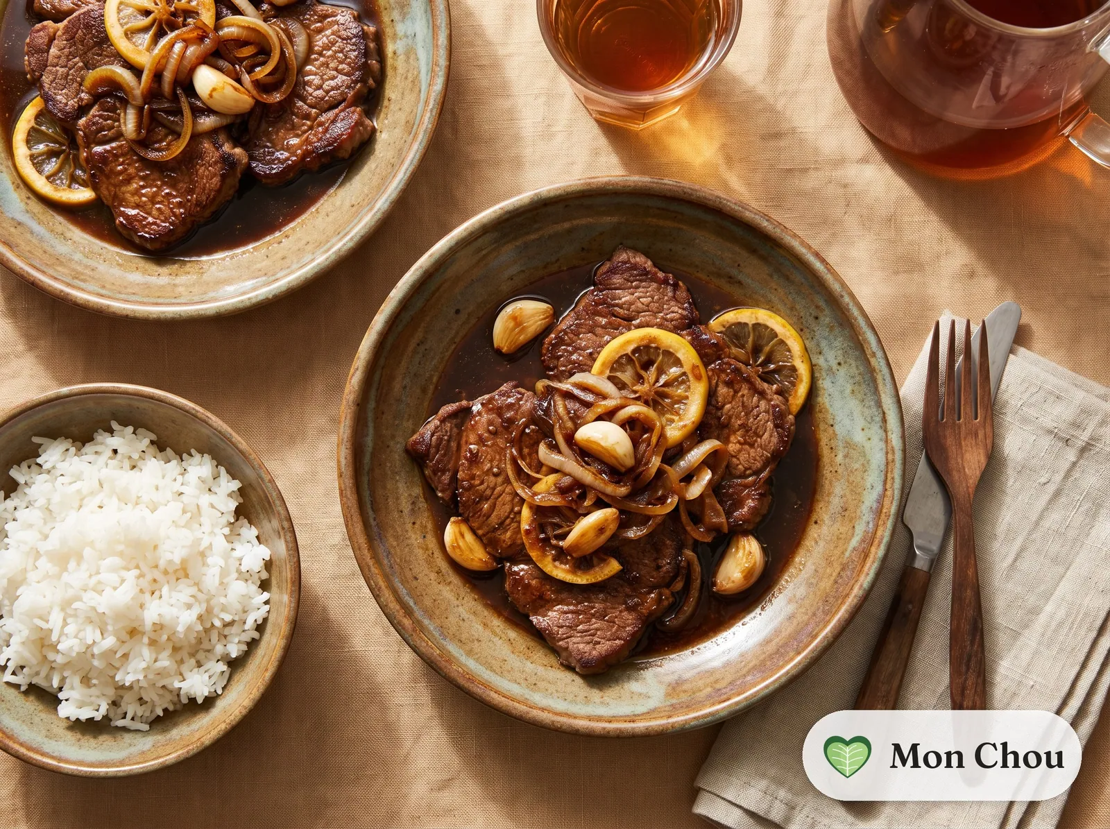 Bistek tagalog et riz
