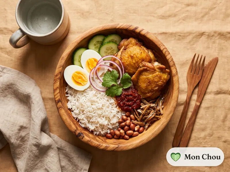 Nasi lemak au poulet frit