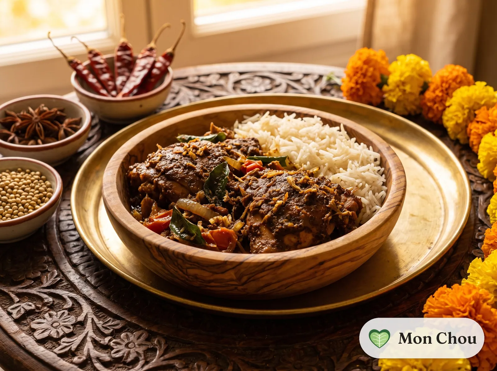 Poulet Chettinad et riz