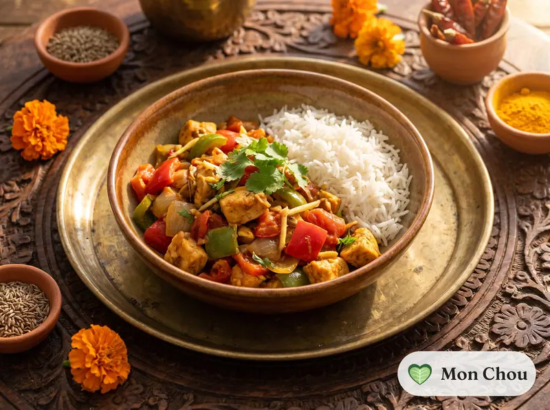Poulet jalfrezi et riz