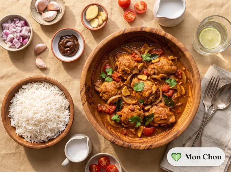 Poulet Madras et riz