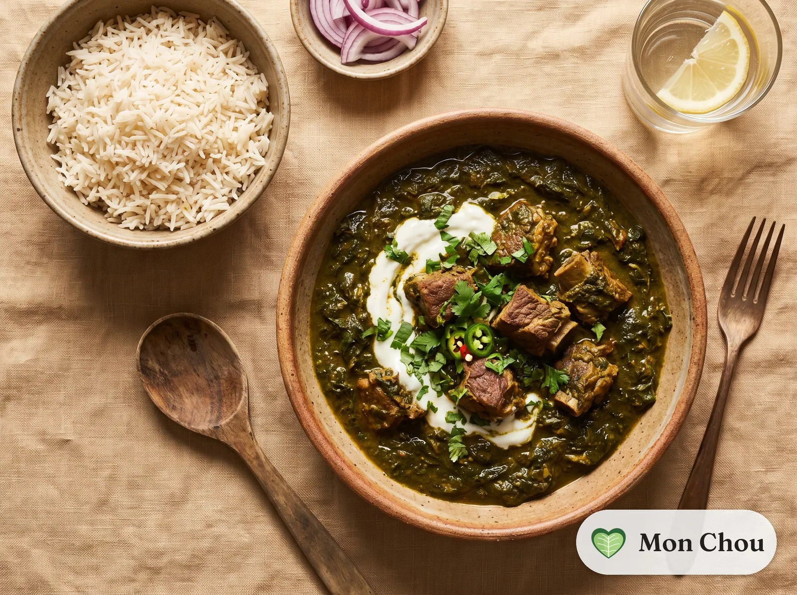 Saag gosht et riz