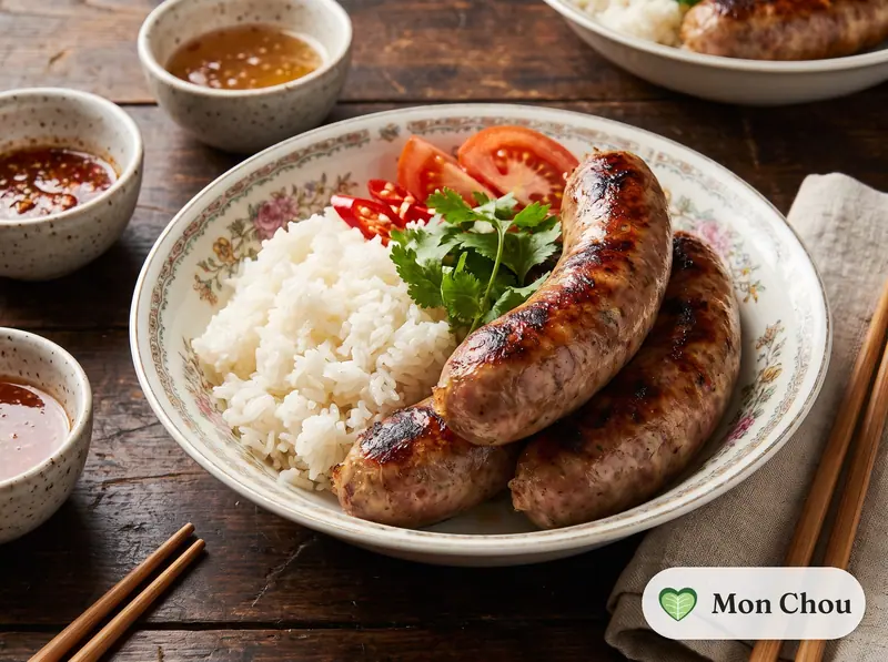 Laotische Würstchen mit Klebreis
