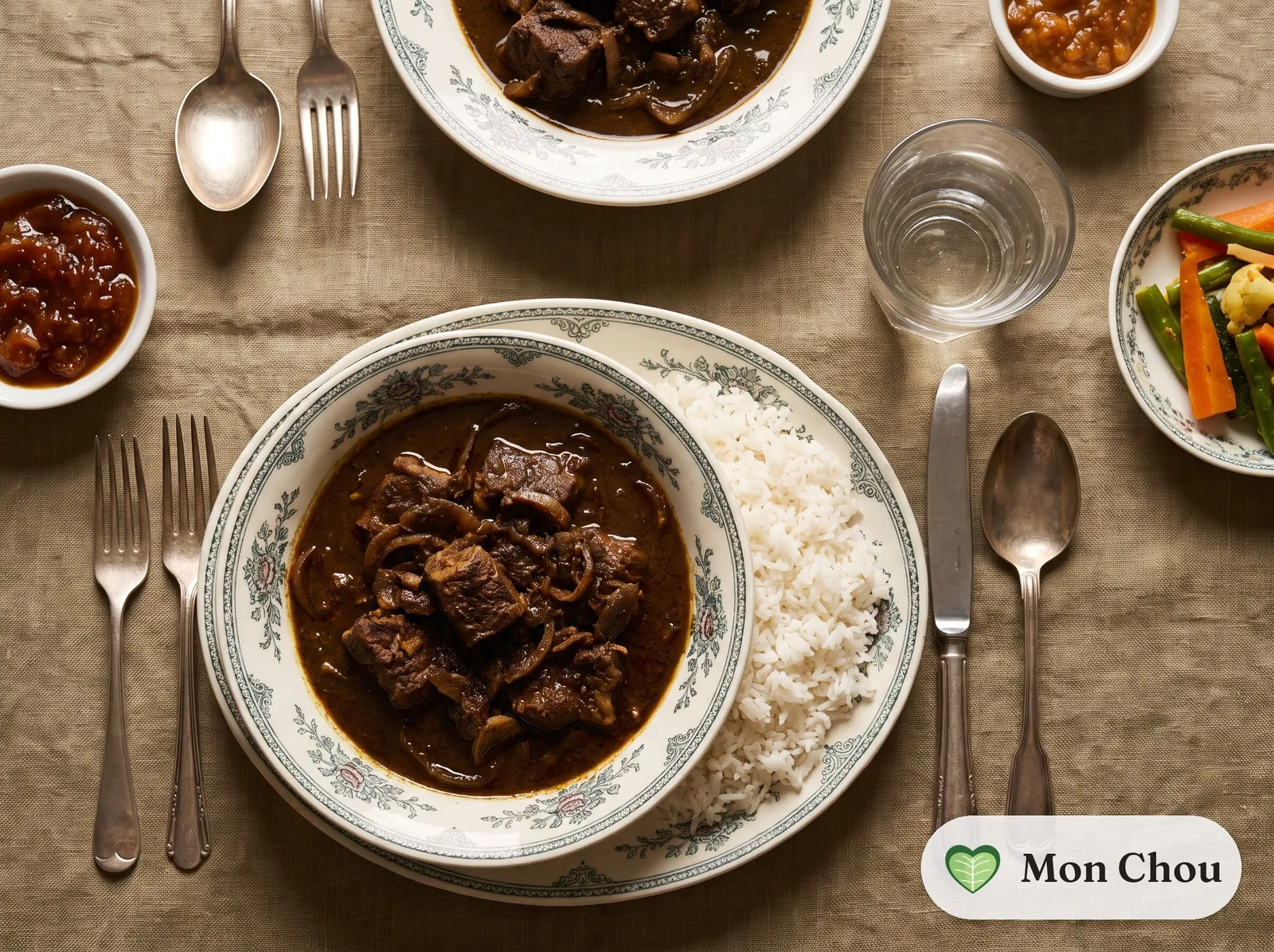 Curry noir de porc sri-lankais et riz
