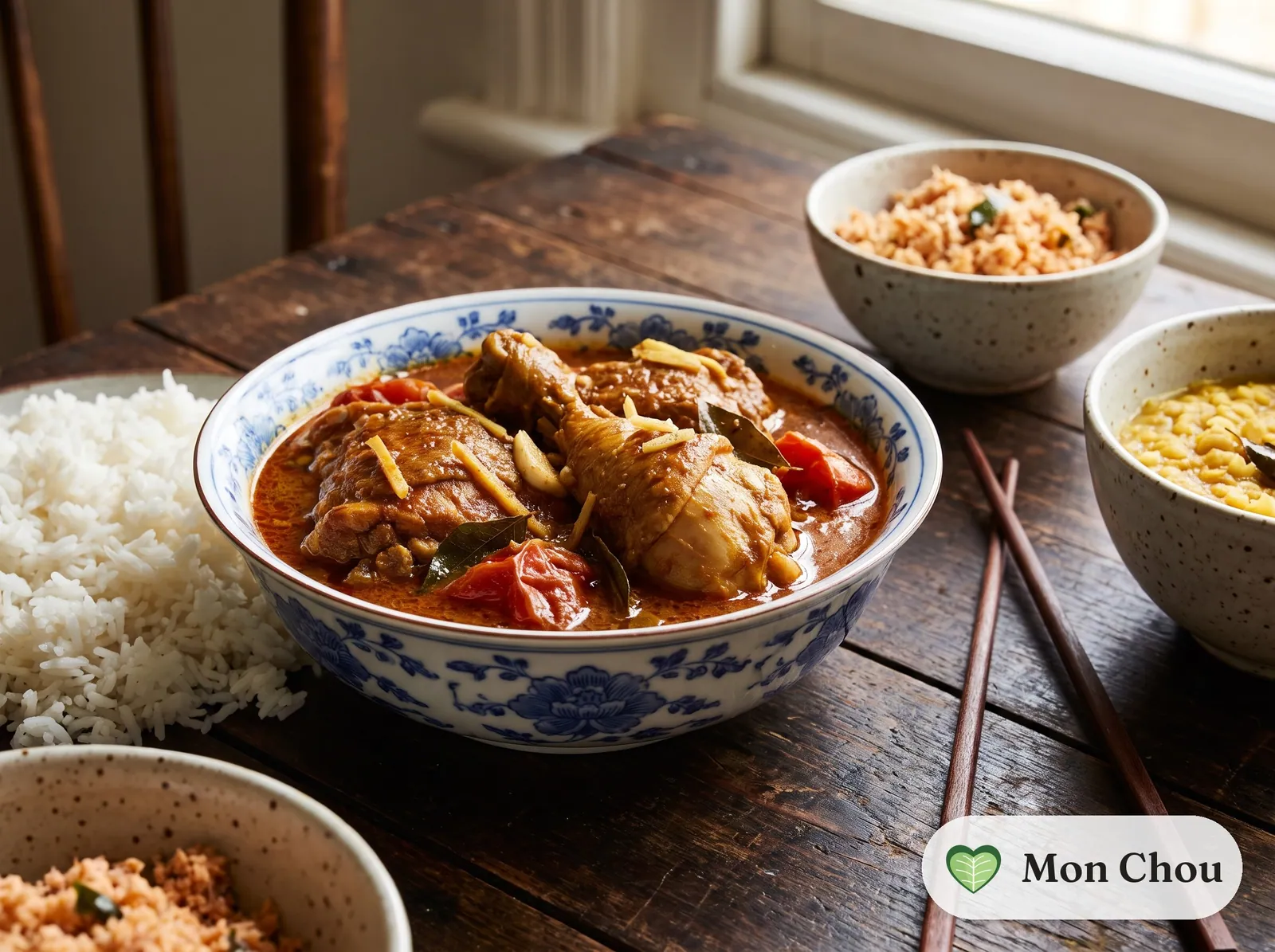 Curry de poulet sri-lankais et riz