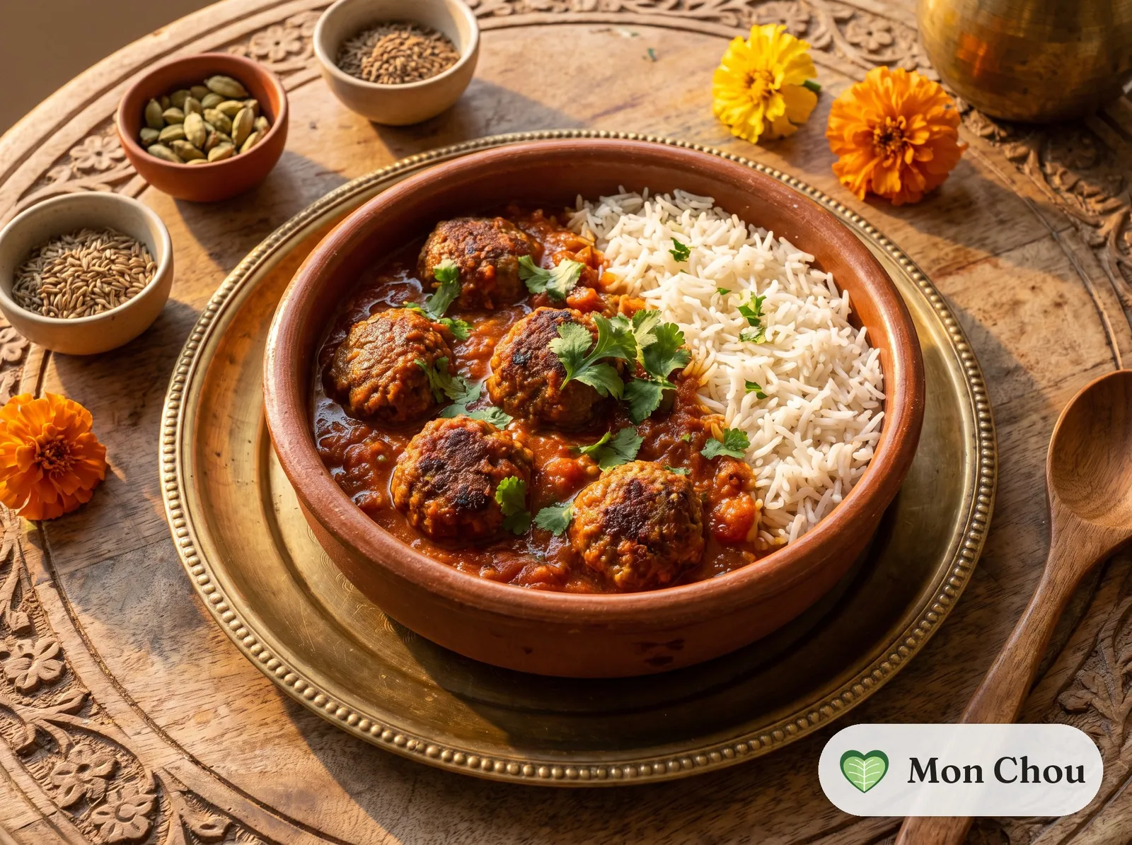 Lamb kofta curry with basmati rice