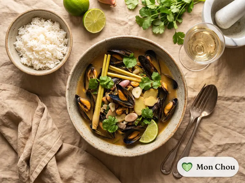 Moules à la thaïe et riz