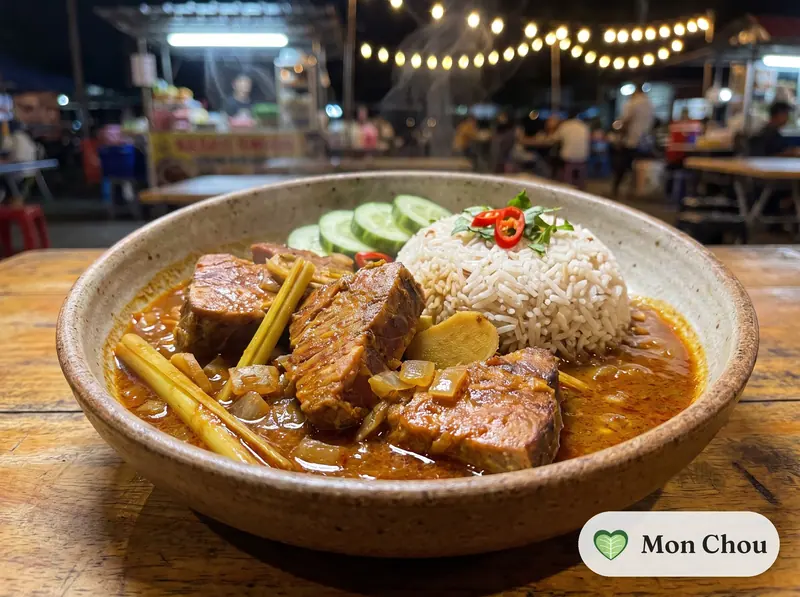 Nasi dagang with tuna curry