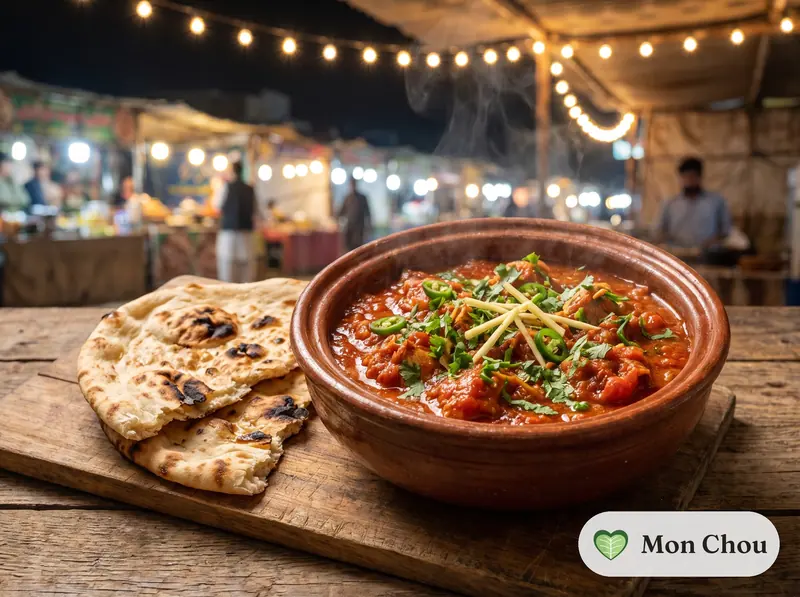 Poulet karahi et naan