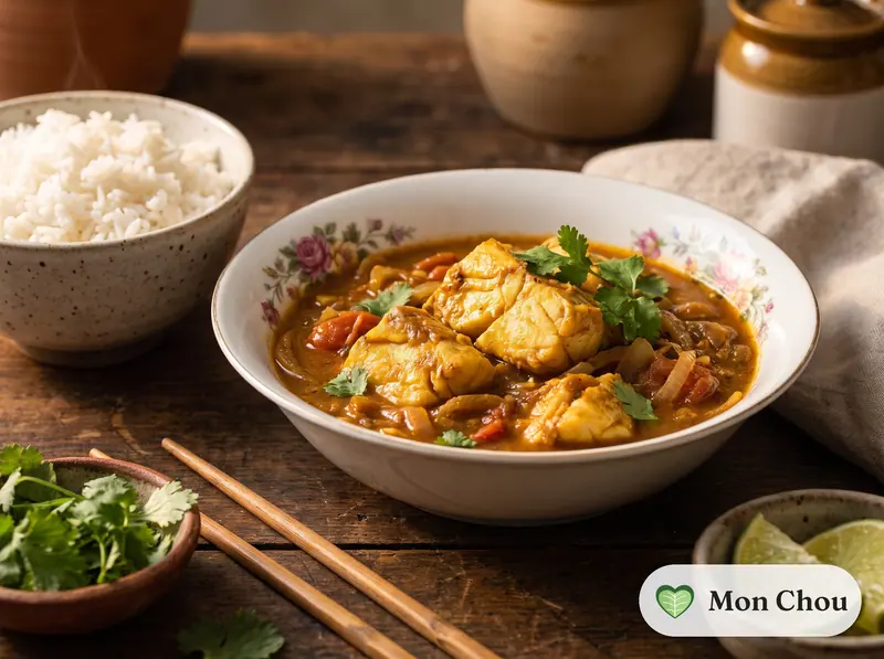 Goan fish curry with rice