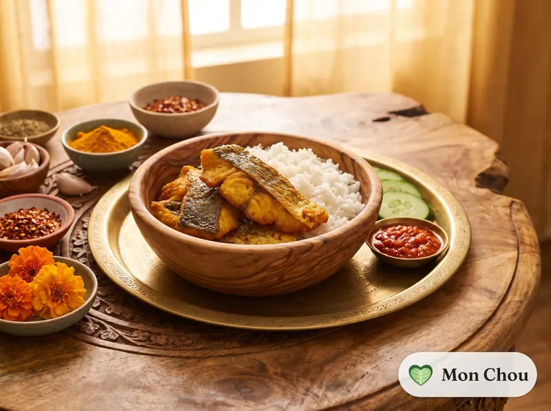 Ikan goreng kunyit et riz