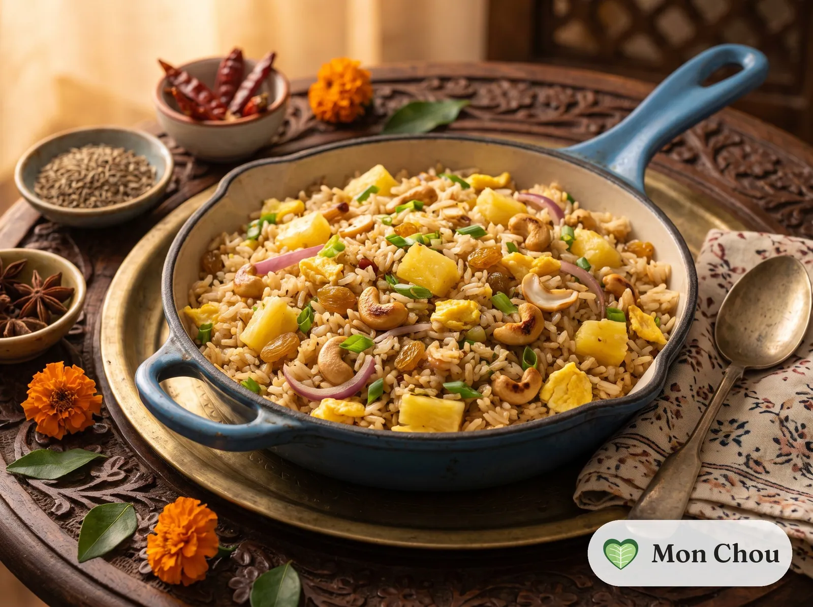 Riz sauté à l&rsquo;ananas et noix de cajou