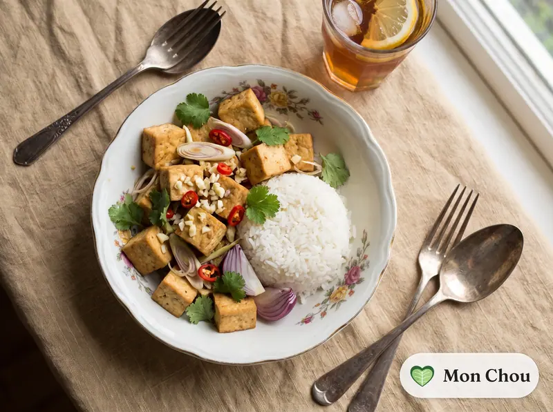 Tofu sauté à la citronnelle et riz