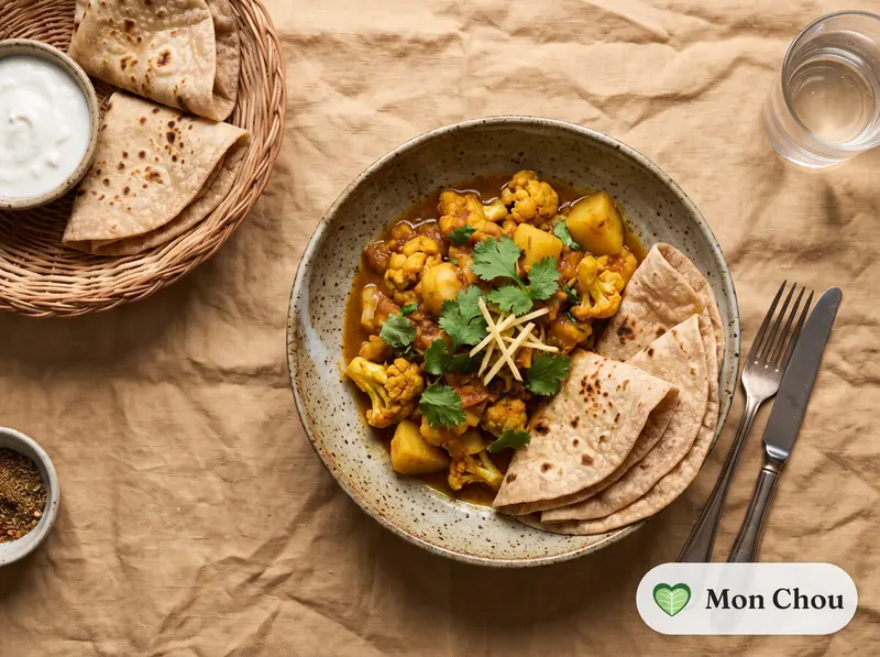 Aloo gobi et chapatis