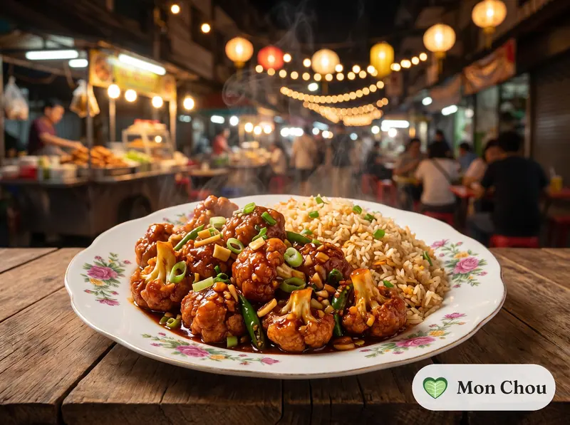 Chou-fleur manchurian et riz sauté