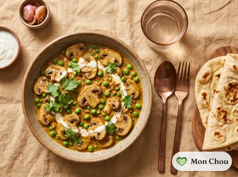 Matar mushroom et naan