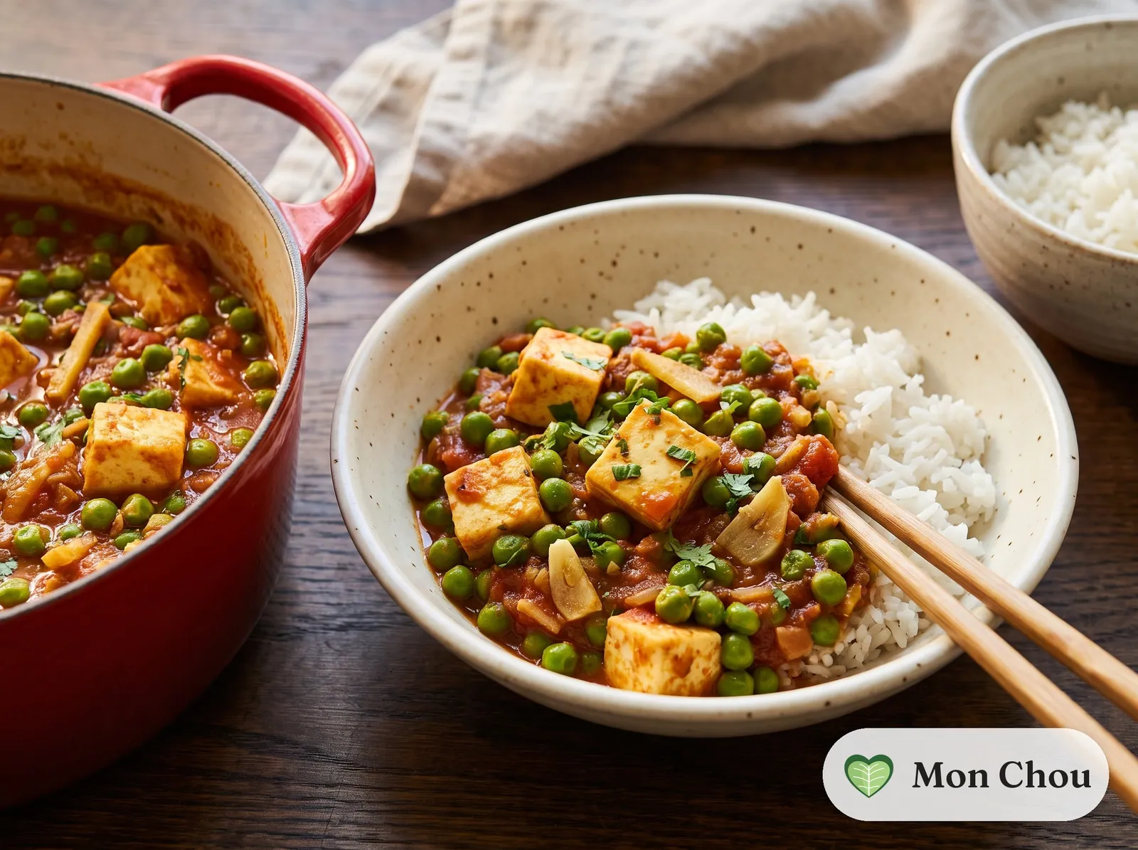 Matar paneer et riz