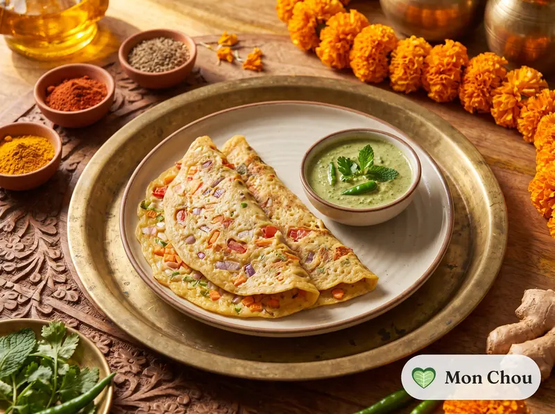 Moong dal cheela et chutney