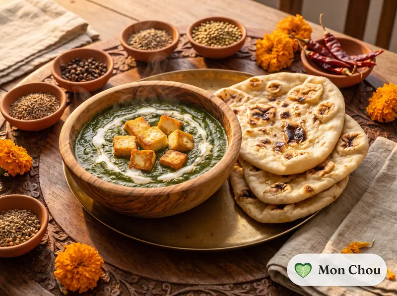 Palak paneer et naan