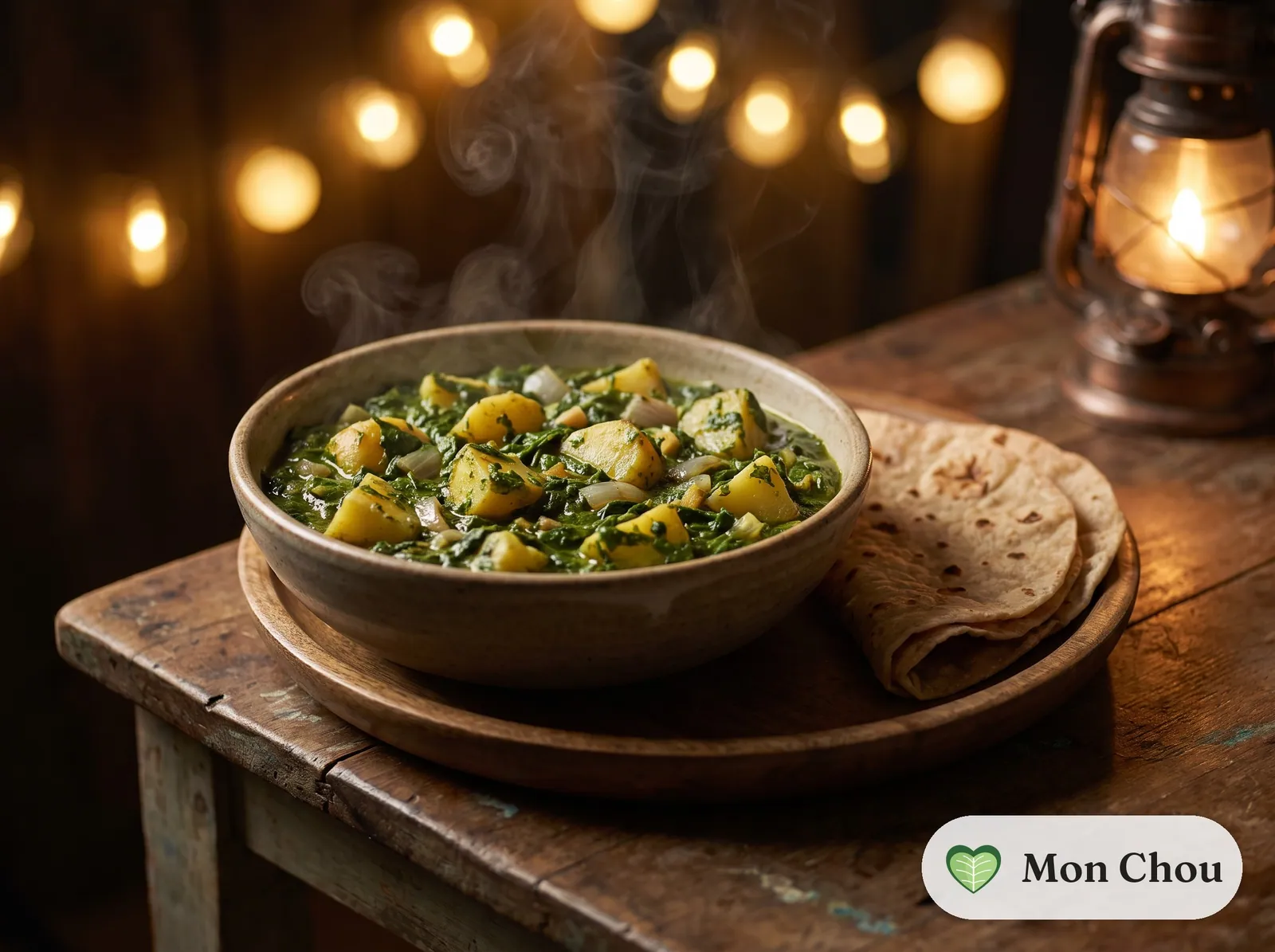 Saag aloo with chapatis