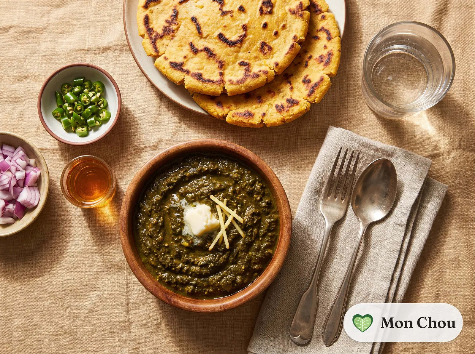 Sarson da saag and corn flatbreads