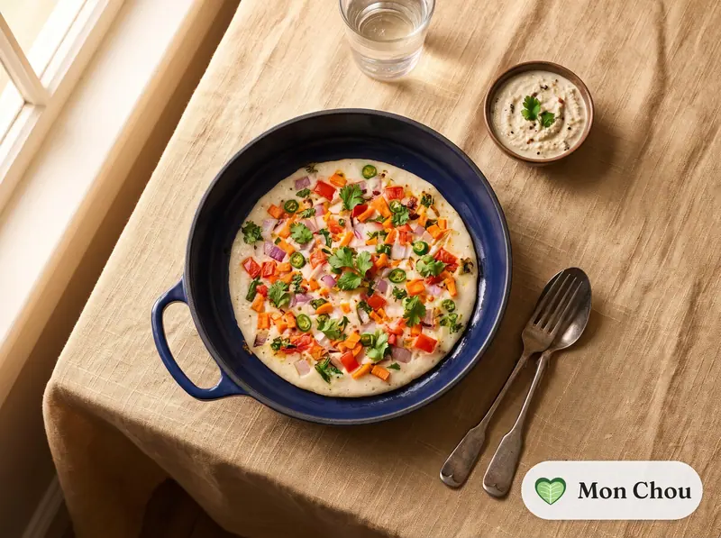 Uttapam aux légumes et chutney