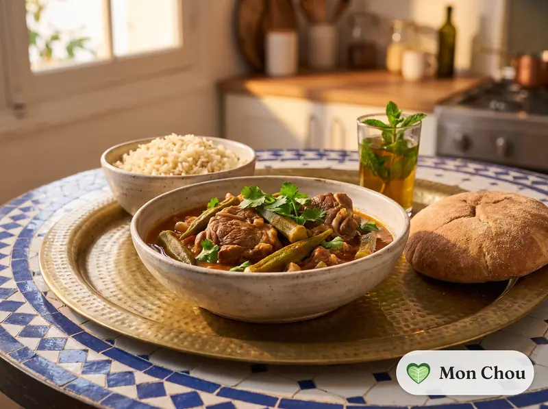 Bamia à l&rsquo;agneau et riz
