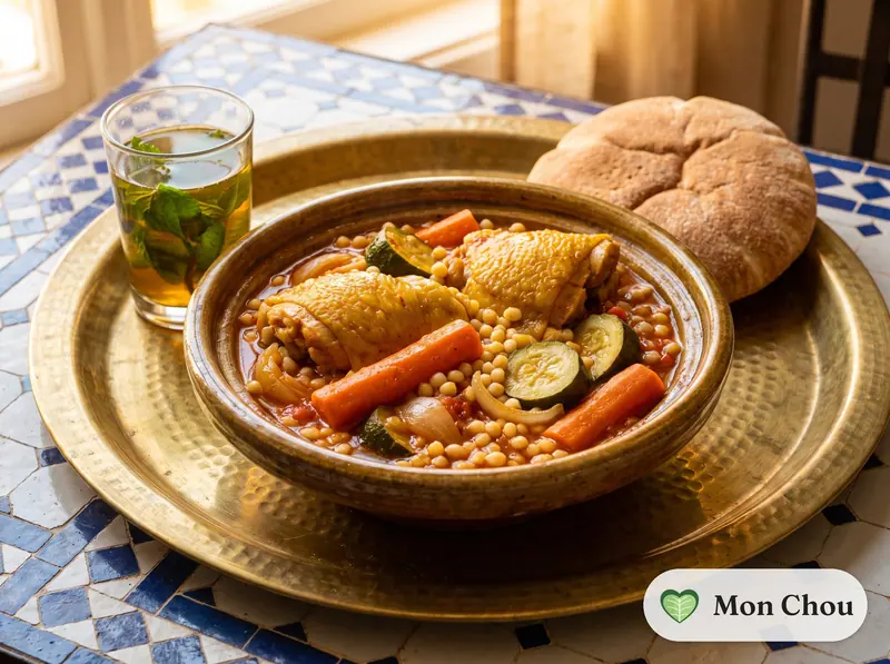 Berkoukes au poulet et légumes