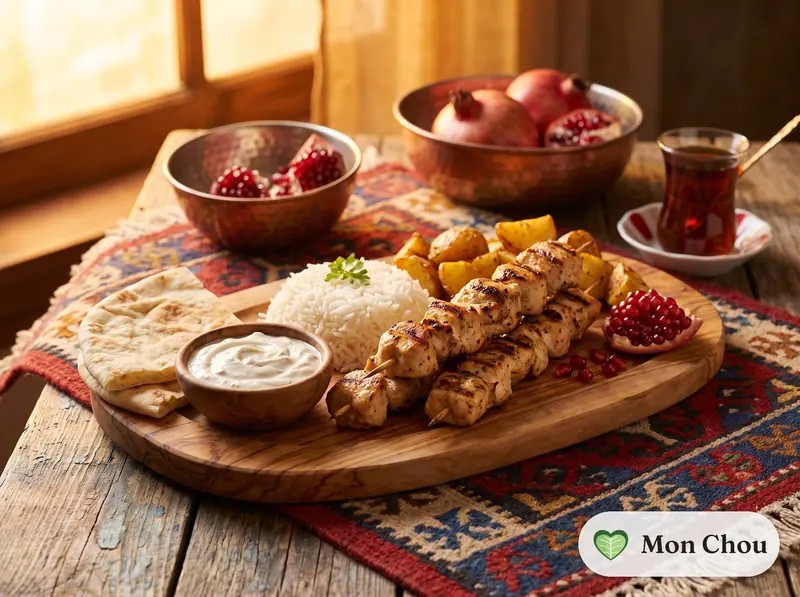 Chich taouk, riz et sauce à l&rsquo;ail