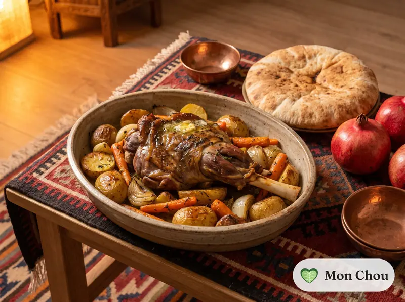 Épaule d&rsquo;agneau façon méchoui et légumes rôtis