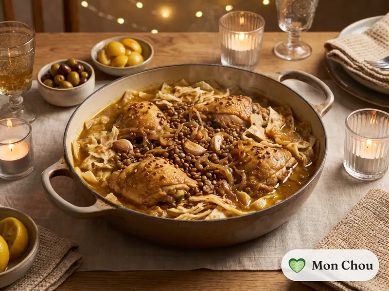 Rfissa au poulet et lentilles