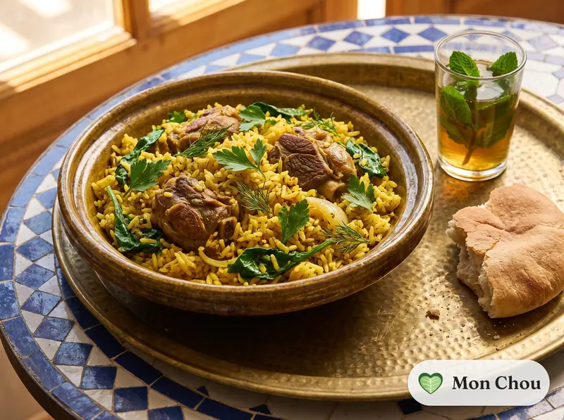 Riz djerbien à l&rsquo;agneau et aux herbes