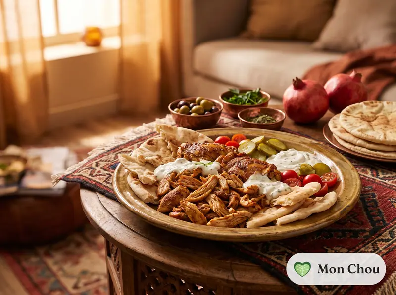 Shawarma de poulet maison et pain libanais