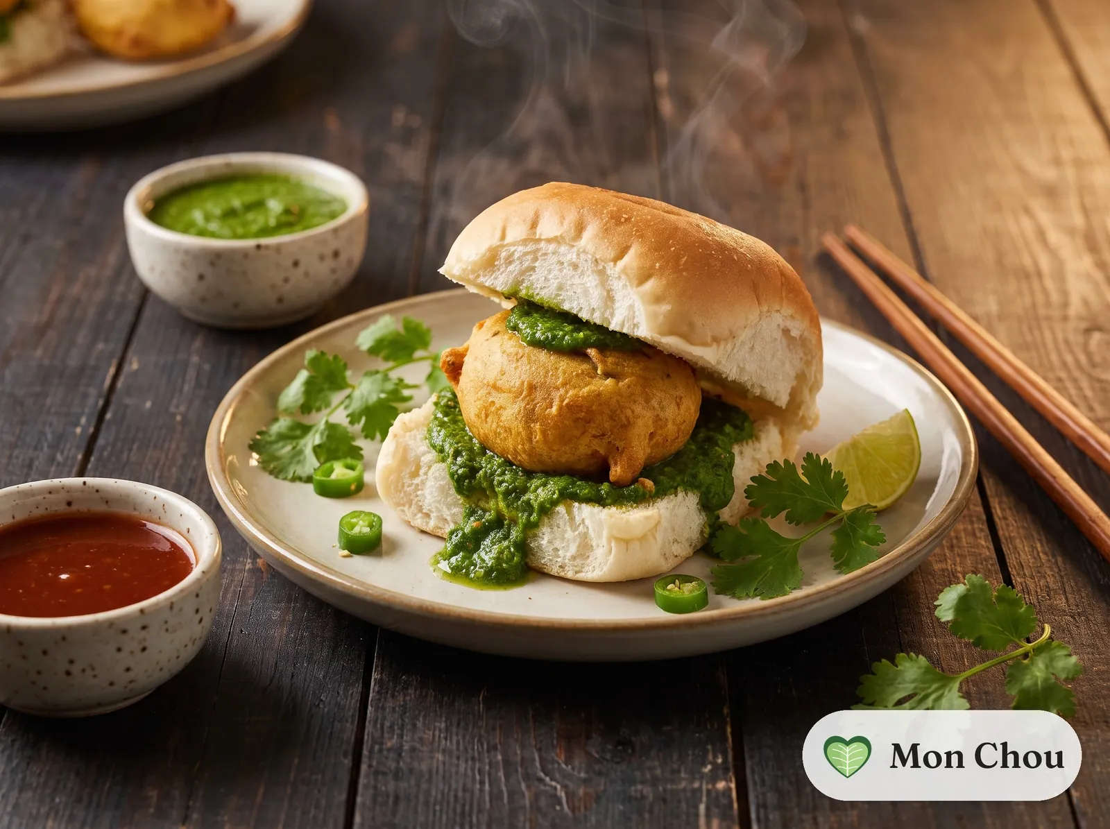 Vada pav et chutney vert
