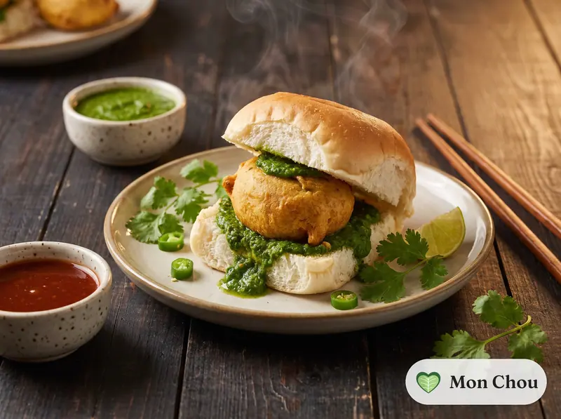 Vada pav et chutney vert