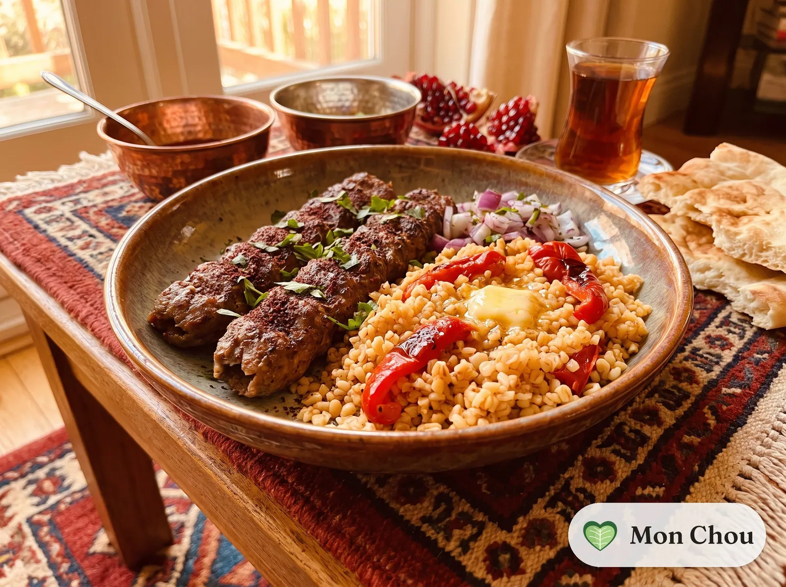 Adana kebab et boulgour pilaf