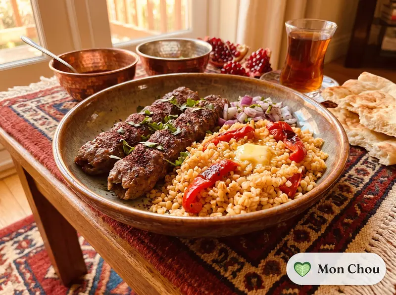 Adana kebab et boulgour pilaf