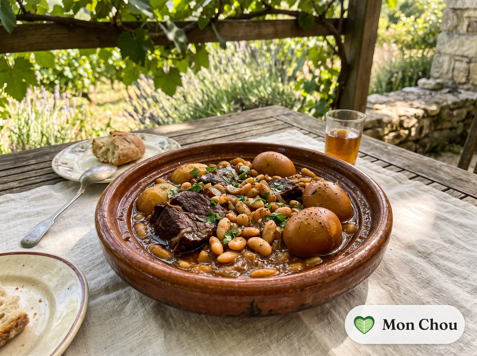 Hamin au bœuf, haricots et œufs