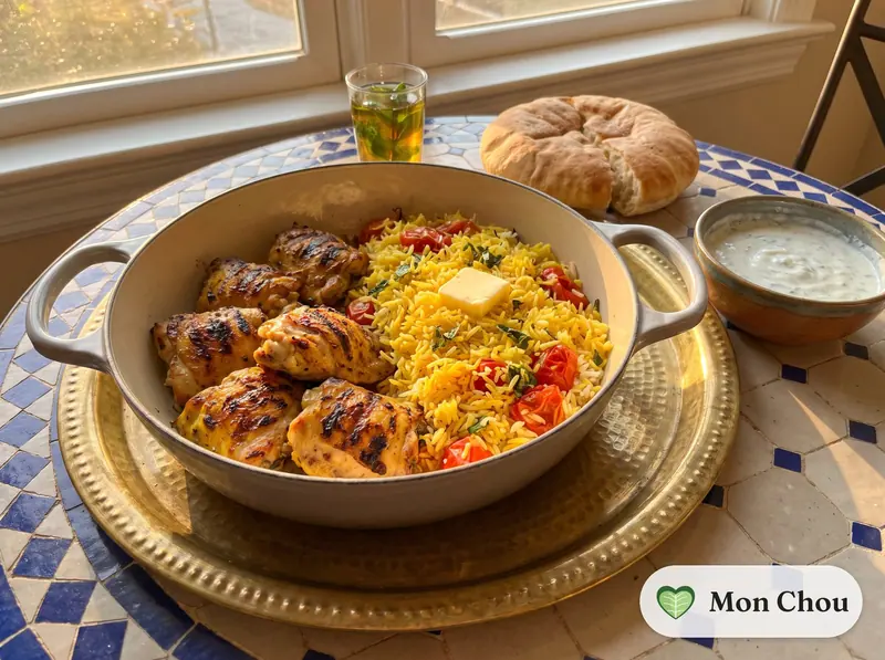 Joojeh kabab et riz safrané
