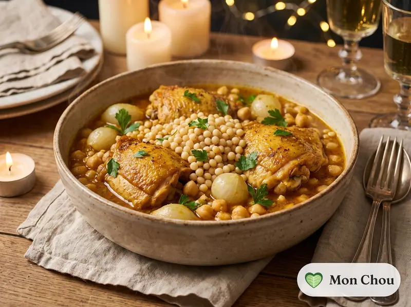 Moghrabieh au poulet et pois chiches