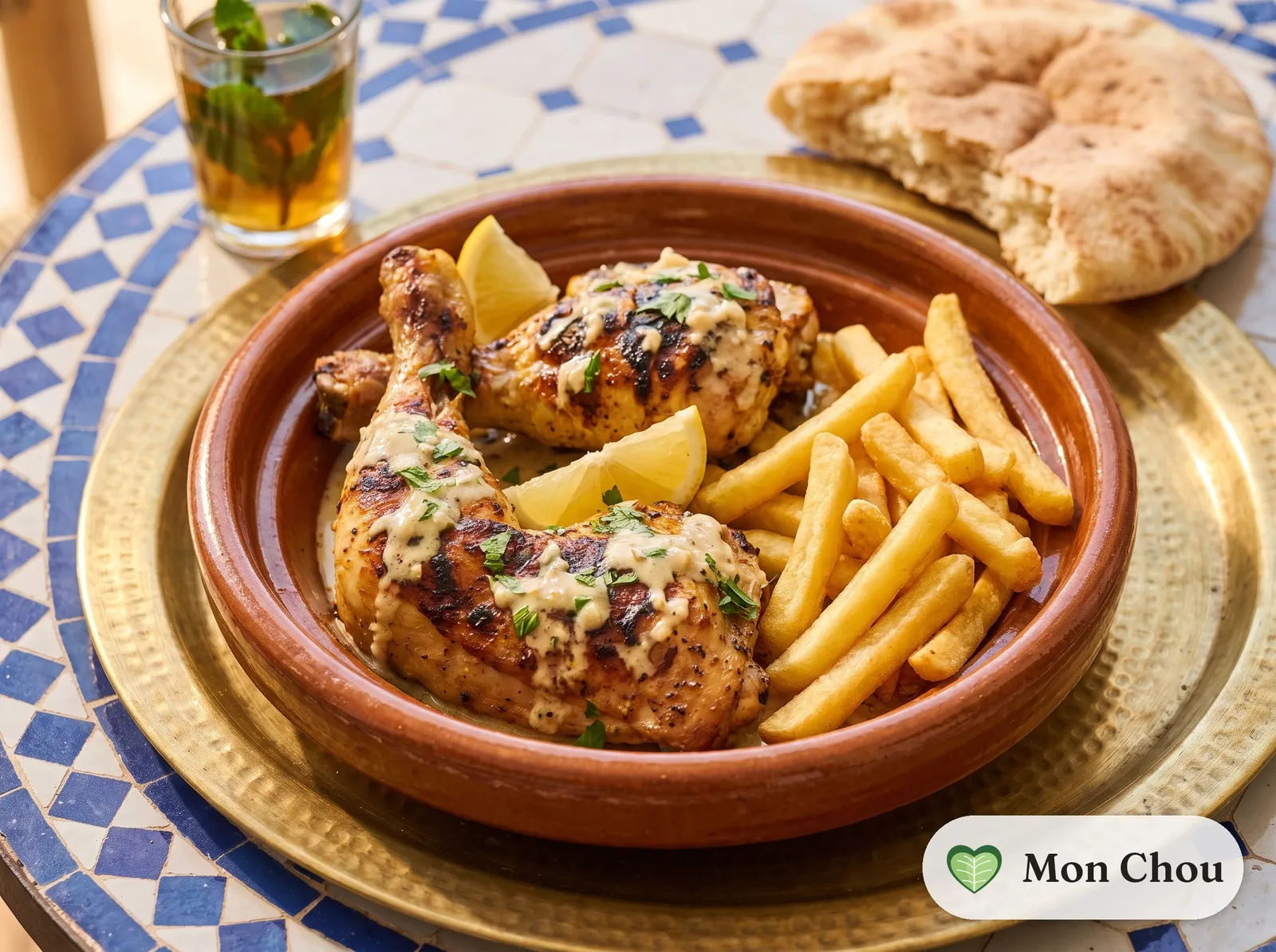 Libanesisches Knoblauch Grillhähnchen mit Pommes