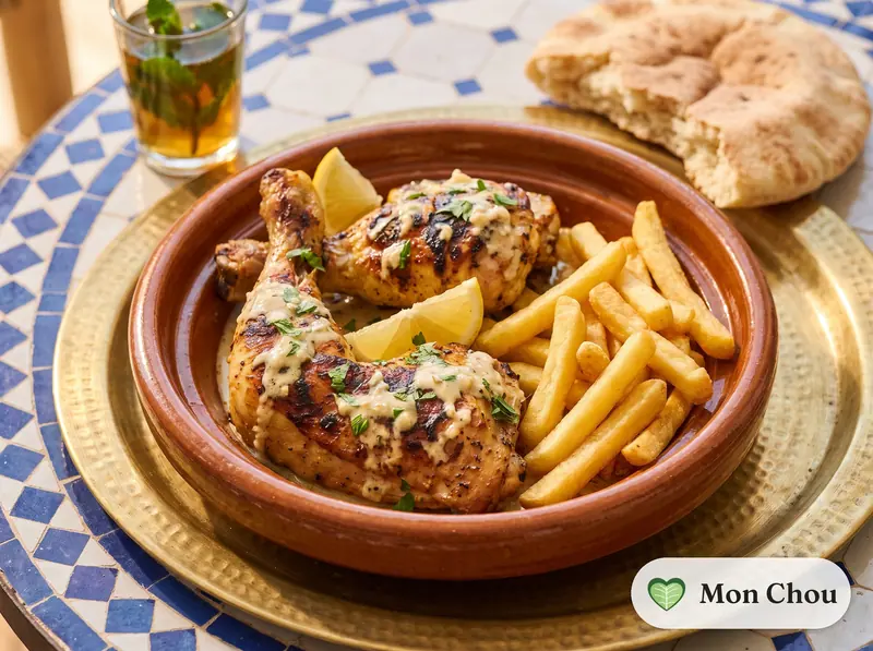 Poulet grillé à l&rsquo;ail à la libanaise et frites