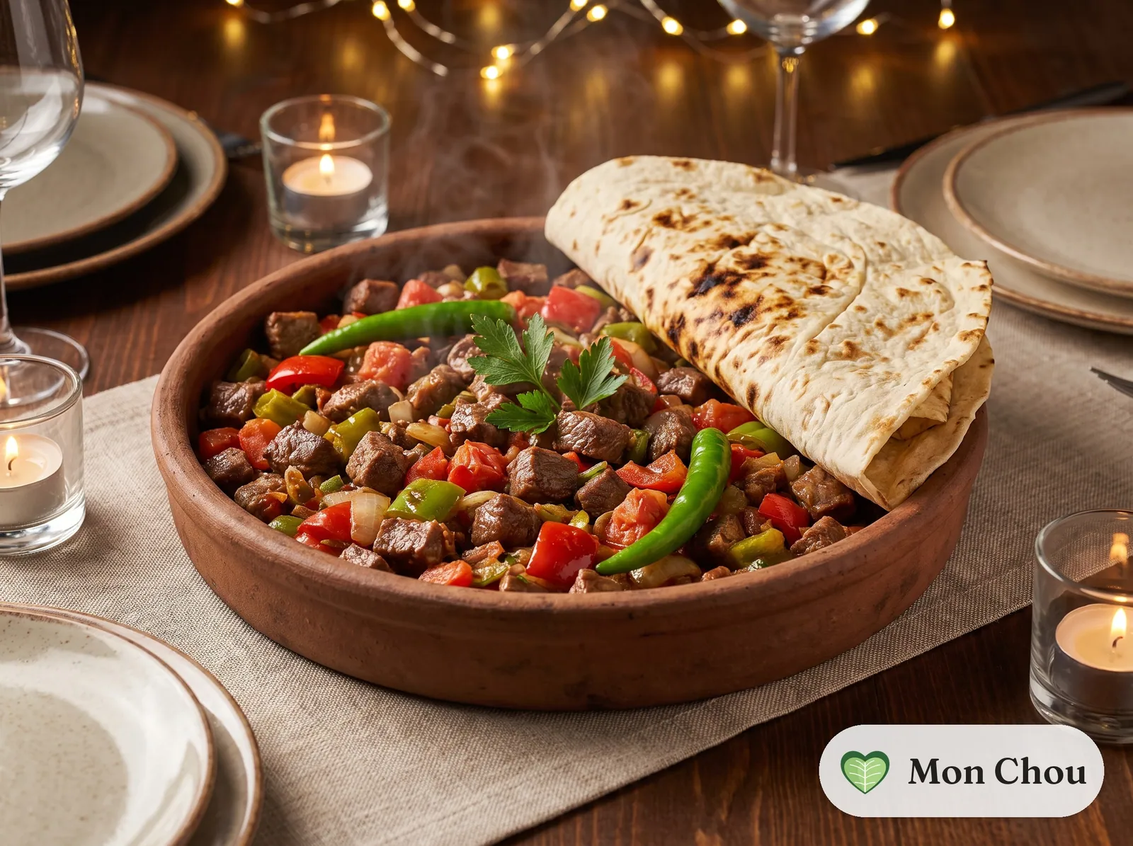 Beef sac tava with lavash bread